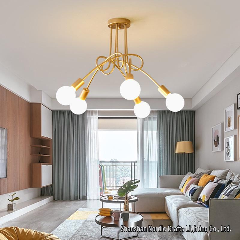 Modern Minimalist Industrial Ceiling Light - Creative Iron Pipe Design for Study, Bedroom, Living Room, or Children's Room