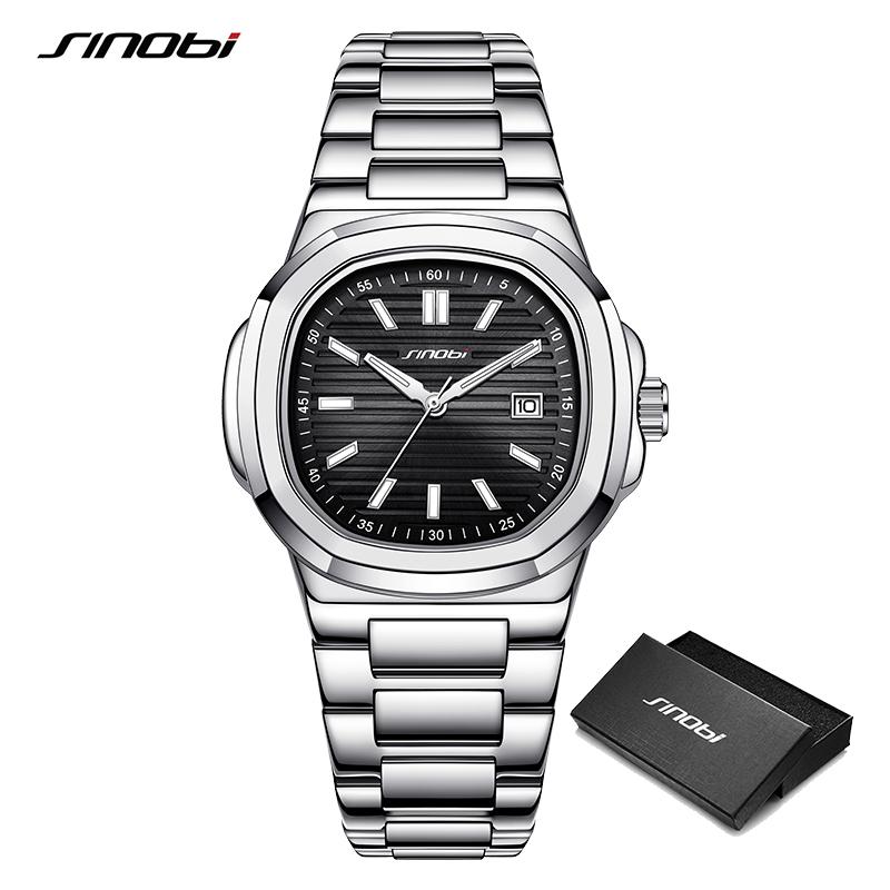 

SINOBI Fashion Design Men s Quartz Watches Original Style Mans Wristwatches Business Gifts Clock for Husband,Family,Friend чёрный/серебряный