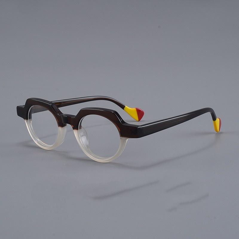 

Retro Color Glasses Frame Men Acetate Eyeglasses Custom Optical Prescription Model Eyewear Woman Street Style Eyeglasses Frames чорний коричневого кольору