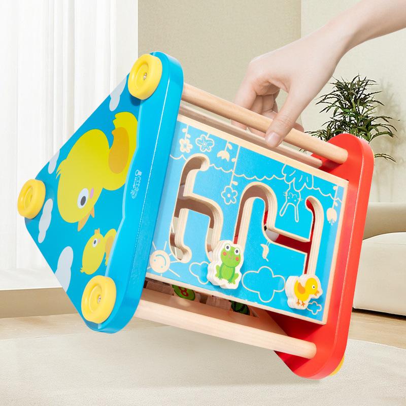 Children's Wooden Multi-functional Triangle Toy Box Cognitive Educational Toys
