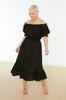 Women's Fashion New Big Size Dress Green Pleated Woven Dress