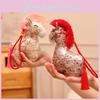 Traditional Horse Plush Toy With Flower Print Design And Tassel Decor For New Year Gifts And Celebrations