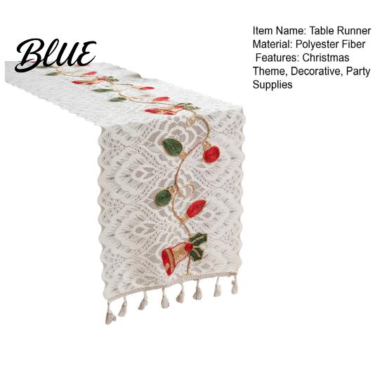 Seasonal Table Runner Christmas Lace with Tassels Embroidered Festive Dining Rustic Cover Decorative Cover for Holiday Parties Durable Runners