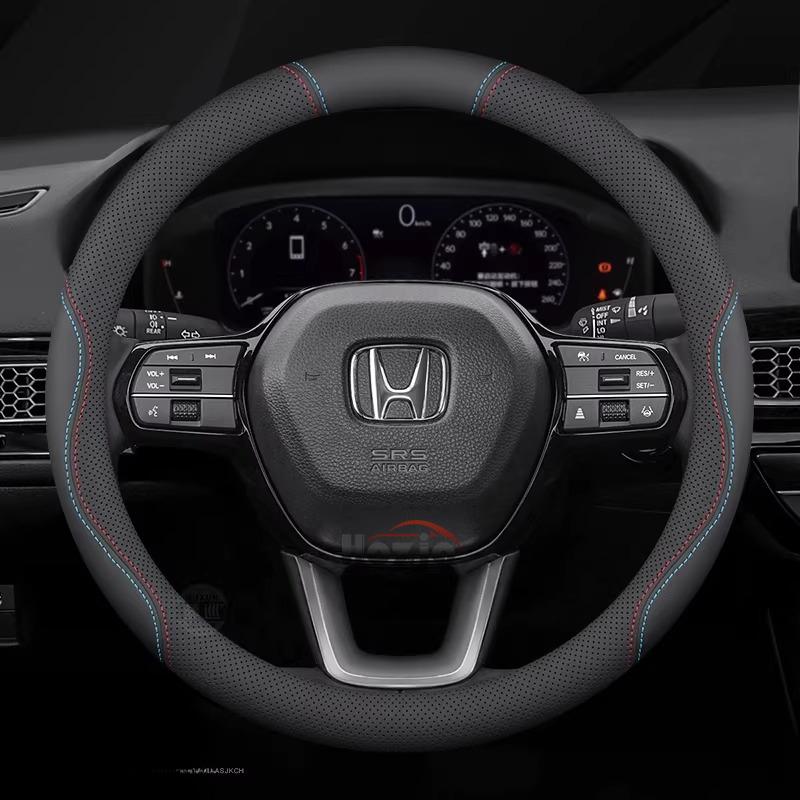 AAAKM1 Leather Car Steering Wheel Cover for Honda HRV CRV Civic City Passport Accord CRZ 2022 2023 2024 2025 2026 Interior Accessories