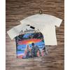 Mens Oversized Graphic Tee With Skull Print Washed Vintage Cotton T-Shirt Loose Fit Short Sleeve Crew Neck