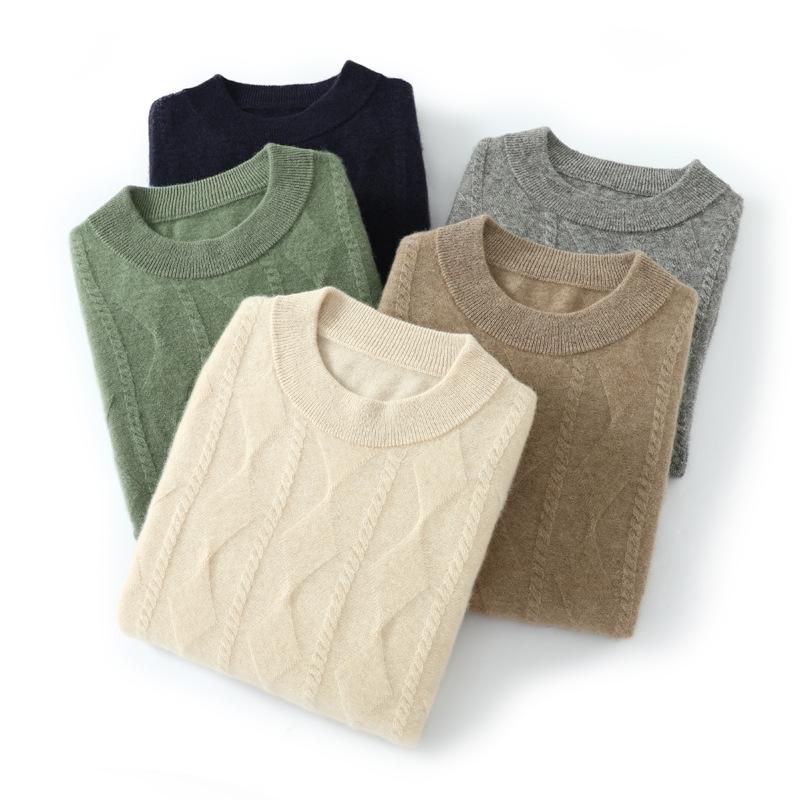 

New Autumn and Winter Men s Base Shirt with Diamond-shaped Middle-aged Business Casual Cardigan Pull-up Warm Sweater M