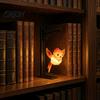 Magical Lantern for Reading Nook Hanging Magic Owl Bird Deer Bookend Lamp, Gothic Metal Bookshelf Light, Relaxed Light Den Vintage Library Animal