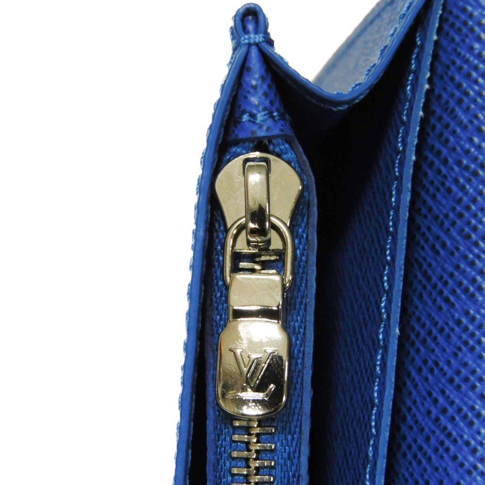 Used 12564 Portefeiulle Brazza NM M11580 7940 New Grilloche Gray Blue Two-Tone RFID Taiga Gris Roche Men's from Japan