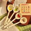 Kawaii Ceramic Soup Spoon Cute Korean Ice Cream Hand Painted Coffee Dessert Long Handle Spoon Kitchen Accessories