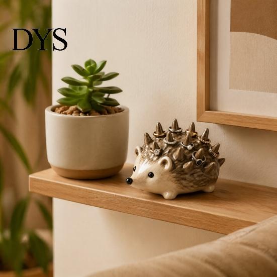 Mini Ring Stand for Bathroom Hedgehog Holder, Cute Resin Jewelry Organizer Rings, Waterproof Animal Niche Accessory Storage Vanity Dresser Bathroom,