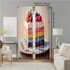 Versatile Polyester Transparent Curtains Home Decoration Retro Cake Use Bedrooms Living Rooms Curtain Set Of 2 Made Washable Area Ready