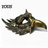 Halloween Cosplay Accessory Eagle Half Face Mask, Vintage Gold Detailed Texture Mask Masquerade Party Gothic Props Ornate