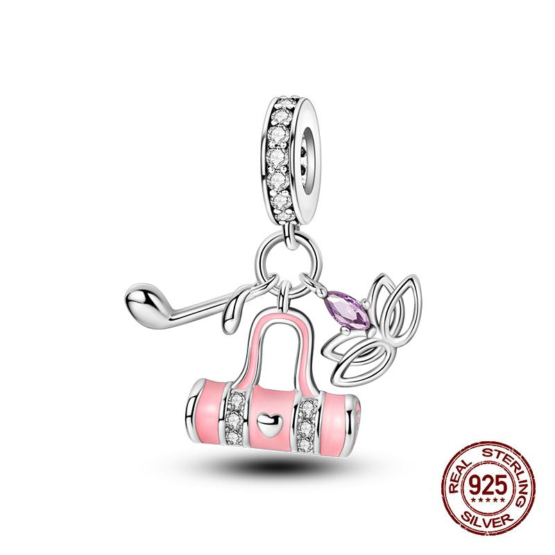 New Copper Basketball Football Yoga Sports Series Charms Beads Fit Pandach Original Bracelets Diy Jewelry Birthday Gift