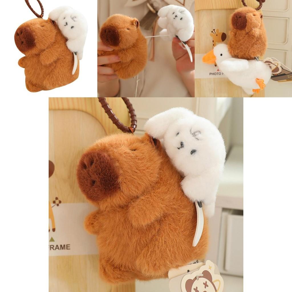 Delightful Capybara Plush Hanging Keychain Made From Luxurious Mink Plush Fabric