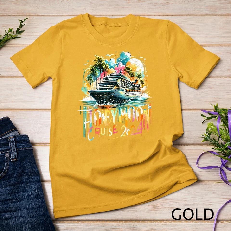 Happy Honeymoon Cruise 2024 Wedding Honeymoon Matching Gifts Unisex T-shirt 3 4XL