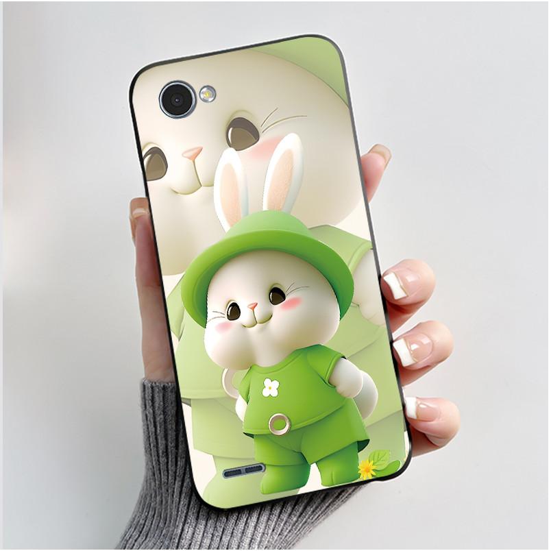 For LG Q6 Q6 Plus Q6a Case Luxury Cute Love Rabbit Funny Soft Silicone Black TPU Protective Cover LG q6 X600L X600K Phone Casing