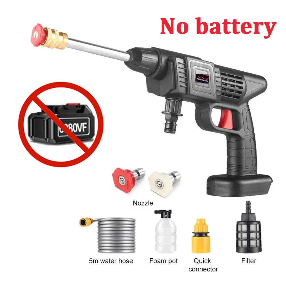 60BAR Cordless High Pressure Car Washer Spray Water Gun Wireless High Pressure Car Wash Water Gun Washer Self Priming Sustain