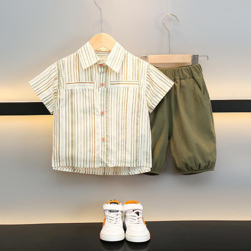 Stylish Boys Summer Outfit Set With Short Sleeve Shirt And Shorts For Ages 3-8 Years