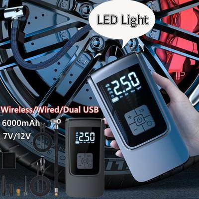 7.4/12V Car Tire Inflator LED Light Smart Air Compressor Mini Tire Pump Electric Inflator Pump for Vehicle Truck Motorbike Balls