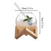 1PC Creative Spherical Cocktail Cup Glass Wood Stand Glassware Nordic Style Moon