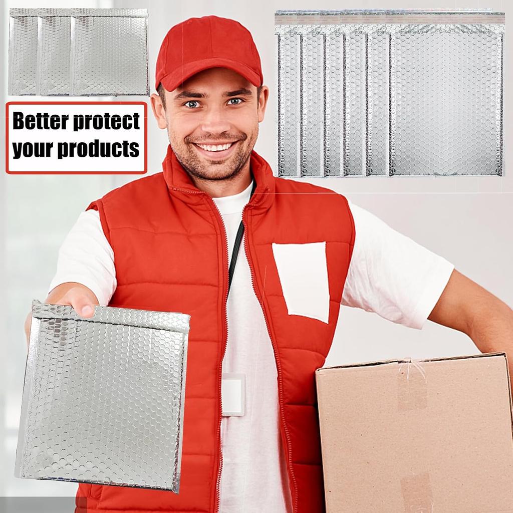20 PCS Thermal Bubble Mailers,8x11 Inch Padded Envelopes,Metallic Bubble Mailers,Waterproof Shipping Bags,Self Sealing Foil Mailing Envelopes for