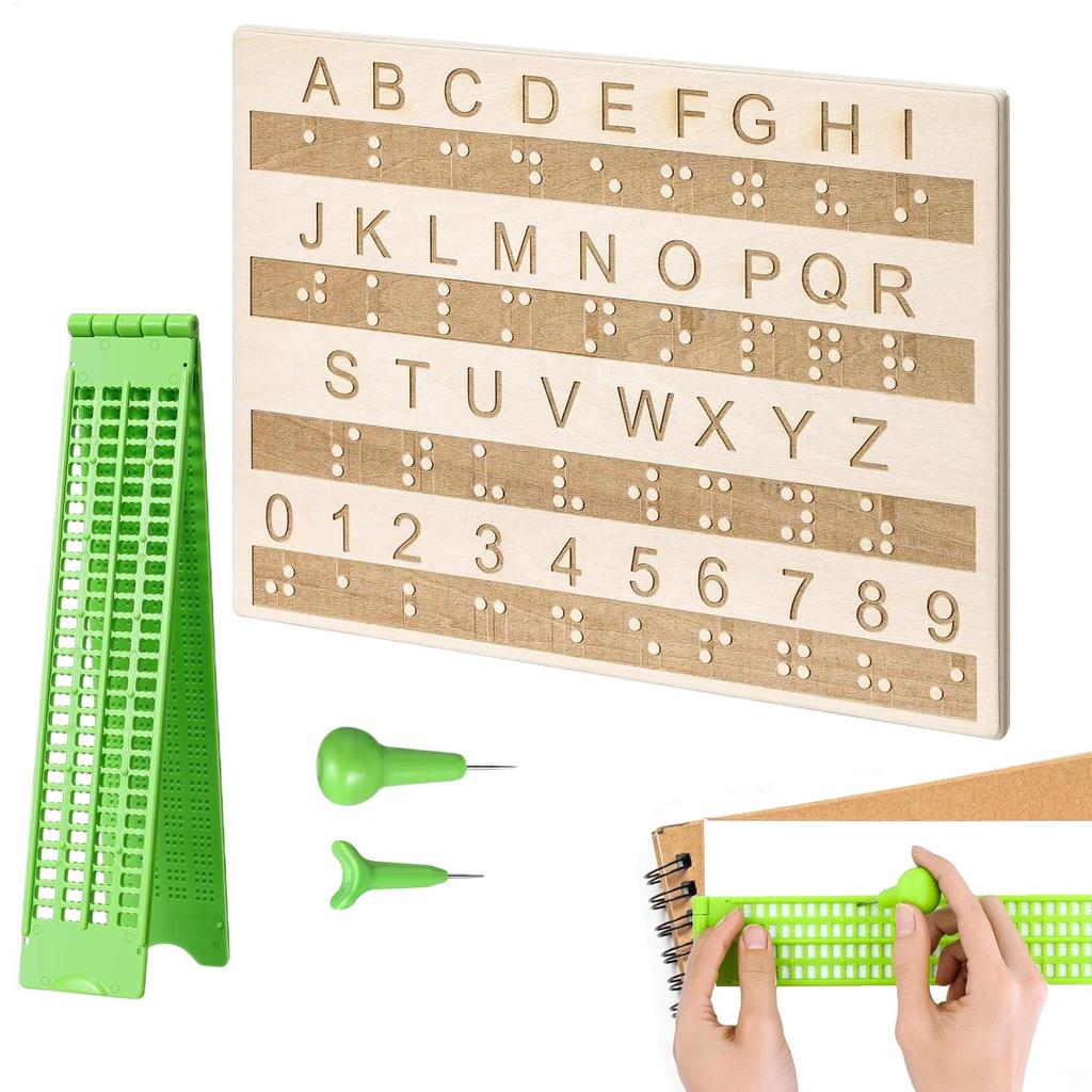 Braille Writing Board Kit 4 Lines 28 Cells Visual Impairment Aids Braille Self-Learning Kit Braille Boards/ Pen alphabet boards