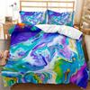 Chic Girly Marble Duvet Cover Abstract Geometric Bedding Set Microfiber Glitter Blue Comforter Cover King Queen For Kid Teen Boy
