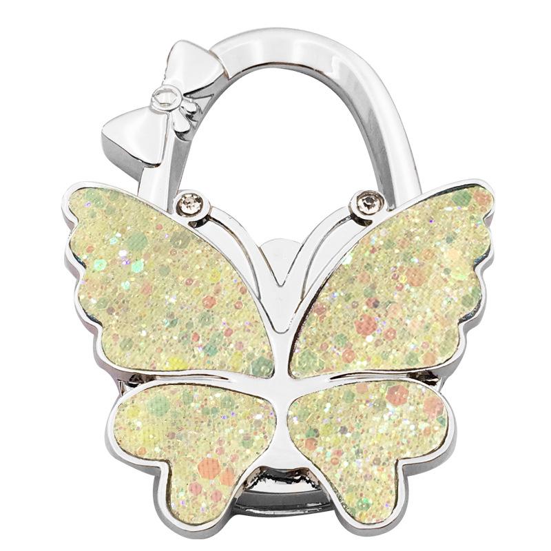 Large Matte Butterfly Hanging Bag Hook - Foldable Women's Bag Buckle & Portable Table Edge Hook for Luggage Accessories.