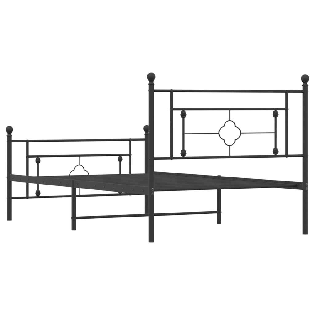 Metal Bed Frame with Headboard and Footboard Black 107 x 203 cm
