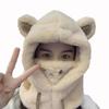 Cute bear hat mask integrated women's autumn and winter cycling to keep warm new rabbit hair windproof hat children's scarf