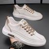 Summer Men's Shoes New Breathable Little White Shoes Men's Trend Versatile Platform Sports Leisure Leather Flat Shoes Trendy Shoes