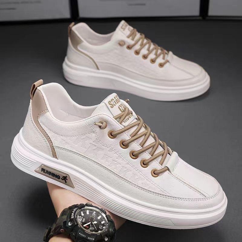Summer Men's Shoes New Breathable Little White Shoes Men's Trend Versatile Platform Sports Leisure Leather Flat Shoes Trendy Shoes