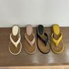 Wedge heel flip-flops shoes summer outer wear slippers 2025 new temperament versatile round head wedge heel high heel sandals women