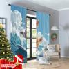 Flachdruck Vorhänge Niedlicher Hund Surfen Welle Digital Bedruckt Polyester Party Dekorationen Verwendung Feiertagspartys Vorhang Set von 2 Stück Hergestellt Waschbar