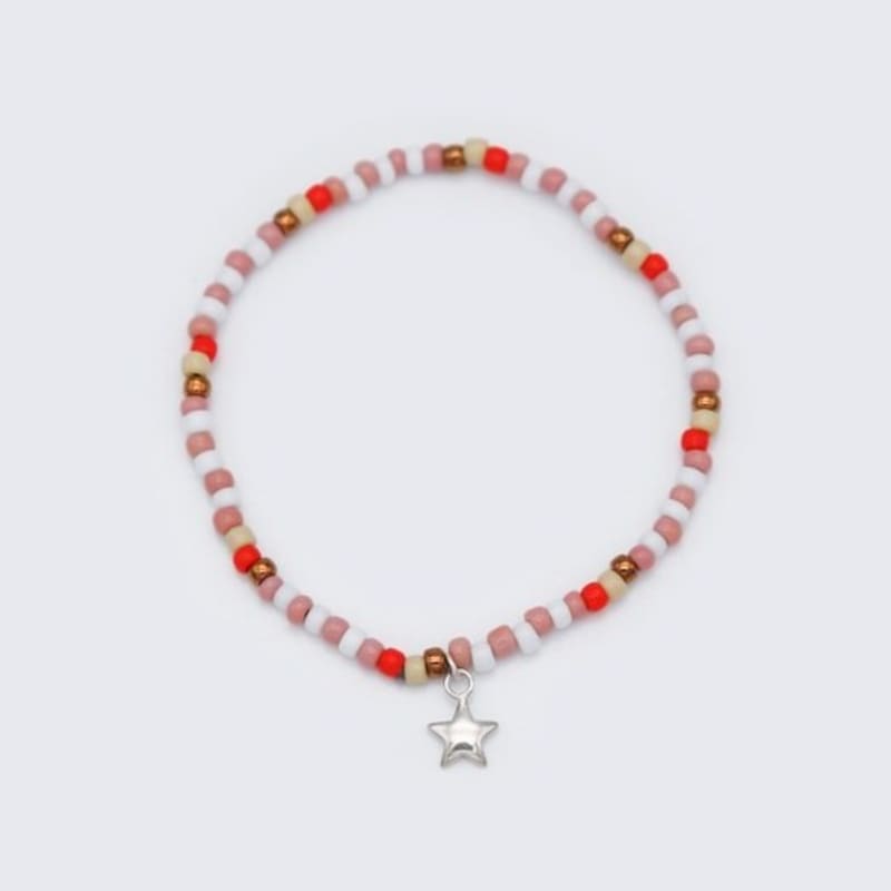 BONBEAU Silver star charm nouveau color beads Bracelet