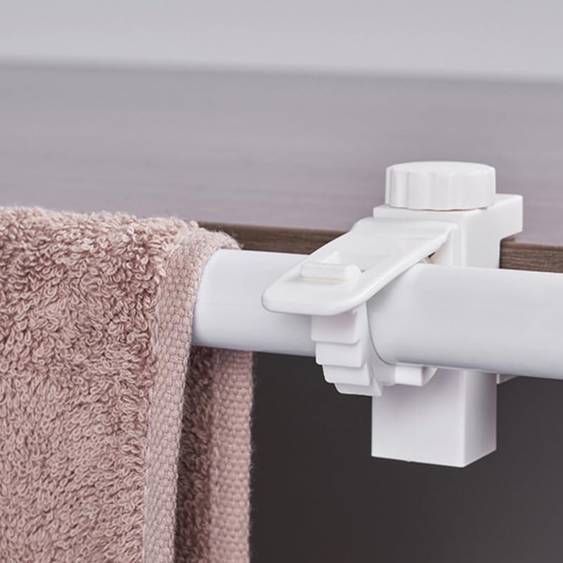 Ipetboom 4-Piece Curtain Pole Holder/Wardrobe Rod Bracket, Ceiling Mounting Bracket for Curtain Rods, No Drill Required. ABS White Wardrobe Rod Holder