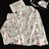 Korean Version of the New Spring and Autumn Long-sleeved Ice Silk Pajamas for Women, Loose and Thin Cartoon Loungewear, Student Silk Suit for Women