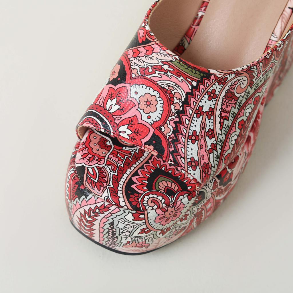 Krazing Pot Mules Polyurethane Spring Summer Size 43 Size 42 Summer Prints Skin Women Platform Women Peep Toe Slip On Sandals