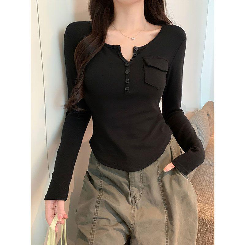 

Black Strawberry V-neck Long-sleeved Slim-fit Women s Top for Autumn Extra Large чёрный