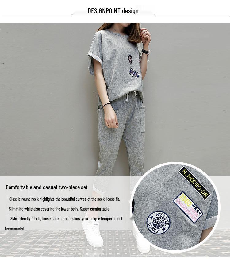 2025 Summer Fashion Casual Women's Two-Piece Set: Loose Short Sleeve Top & Seven-Point Pants