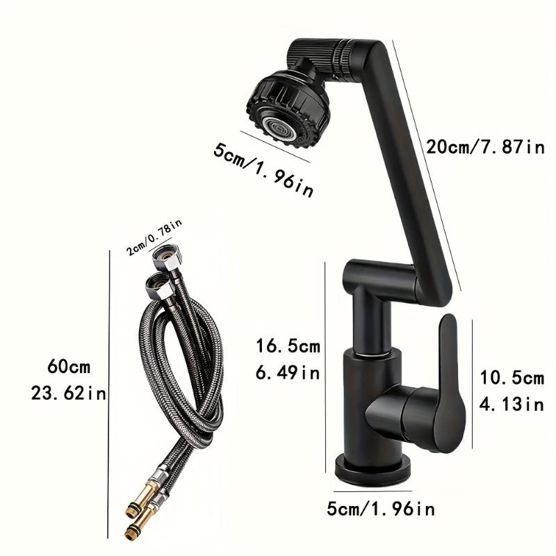 

Universal rotating durable bathroom kitchen faucet universal hot and cold household faucet 60cm easy to install design чёрный