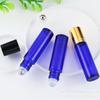 10ml Transparent Blue Glass Roller Bottle for Eye Cream and Essential Oils, with Tea-colored Perfume Roller