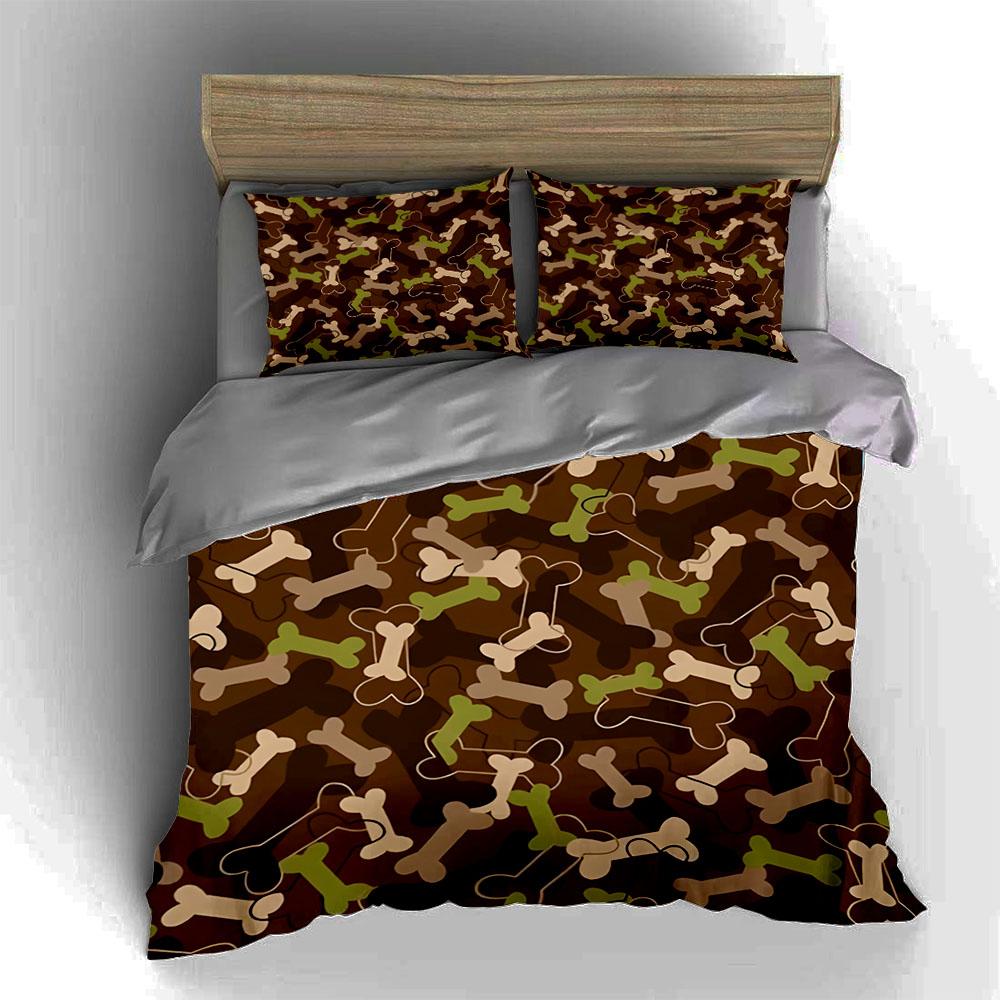 Bone camouflage pattern Bedding Duvet cover sets Duvet covers Pillowcases gifts (1 * Duvet Cover 2 * Pillowcases, without duvet insert)
