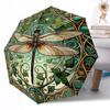 1 szt. Automatyczna parasolka z funkcją składania, projekt Art Nouveau z ważką, składana parasolka z 8 żebrami, kompaktowy design, idealna na przygody na świeżym powietrzu Y8