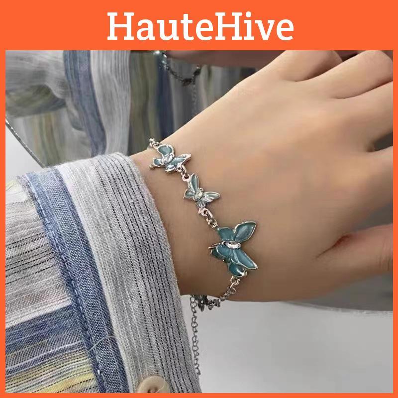 Elegant Blue Butterfly Bracelet For Women Trendy Simple Geometric Jewelry