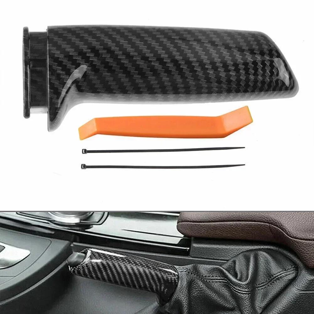 Car Accessories Car Handbrake Brake Handle Cover Trim Brake Handle Cover Brake Lever ABS Plastic Carbon Fiber Black