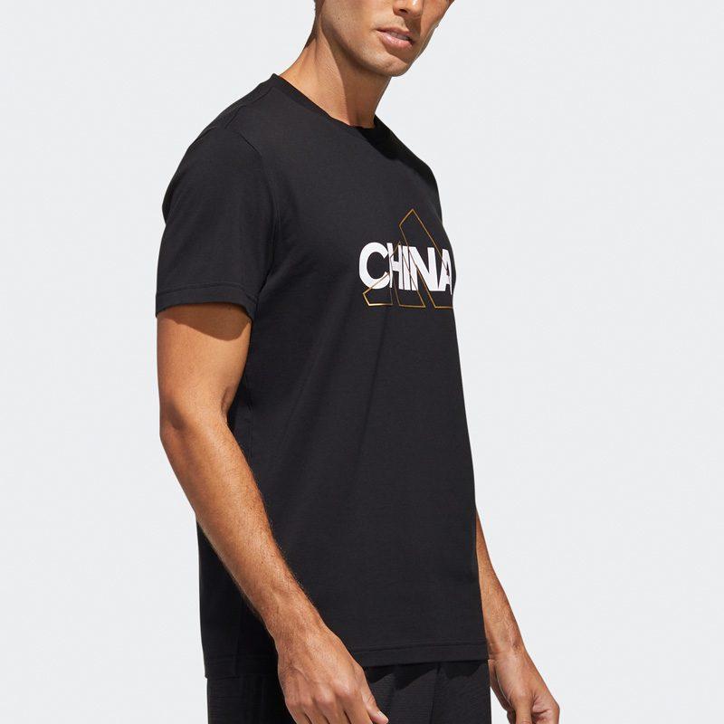 adidas T Shirts Men's Black Crew Neck Moderate Straight Fit GL5641