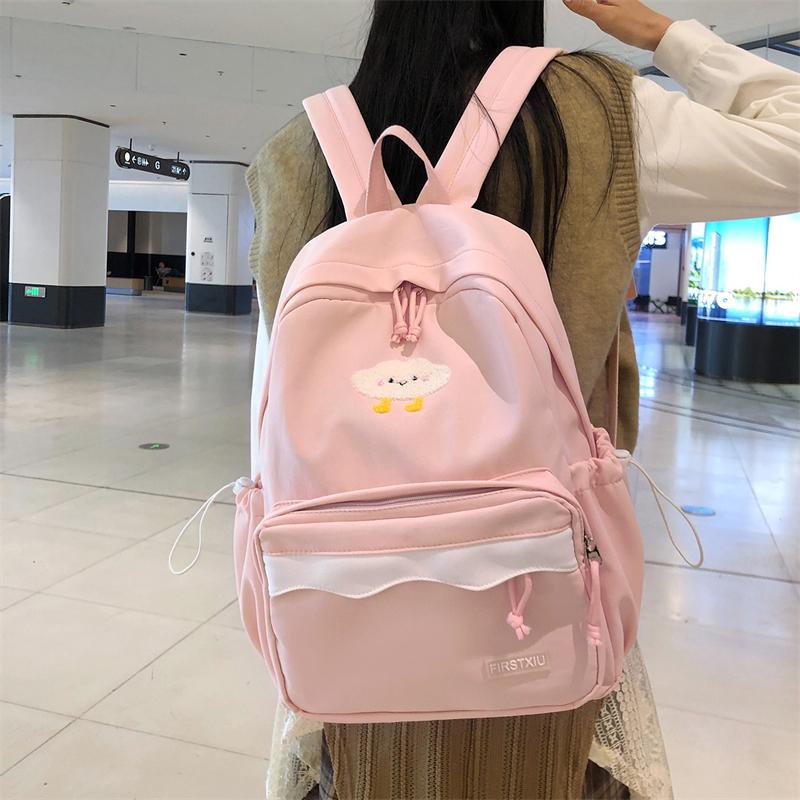Cartoon Women's Backpack Student Large Capacity School Bag Color Block Campus Backpack