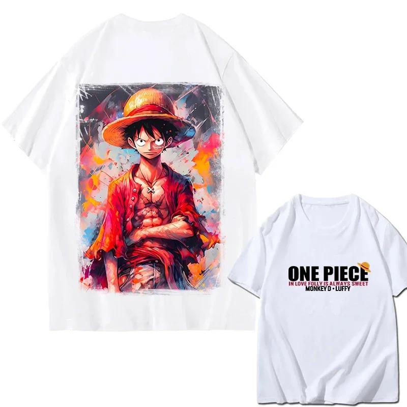 One Piece Zoro Luffy Gear 5 Printed Shortsleeved Cotton Tshirt Summer Tide Pure Cotton Unisex Clothing