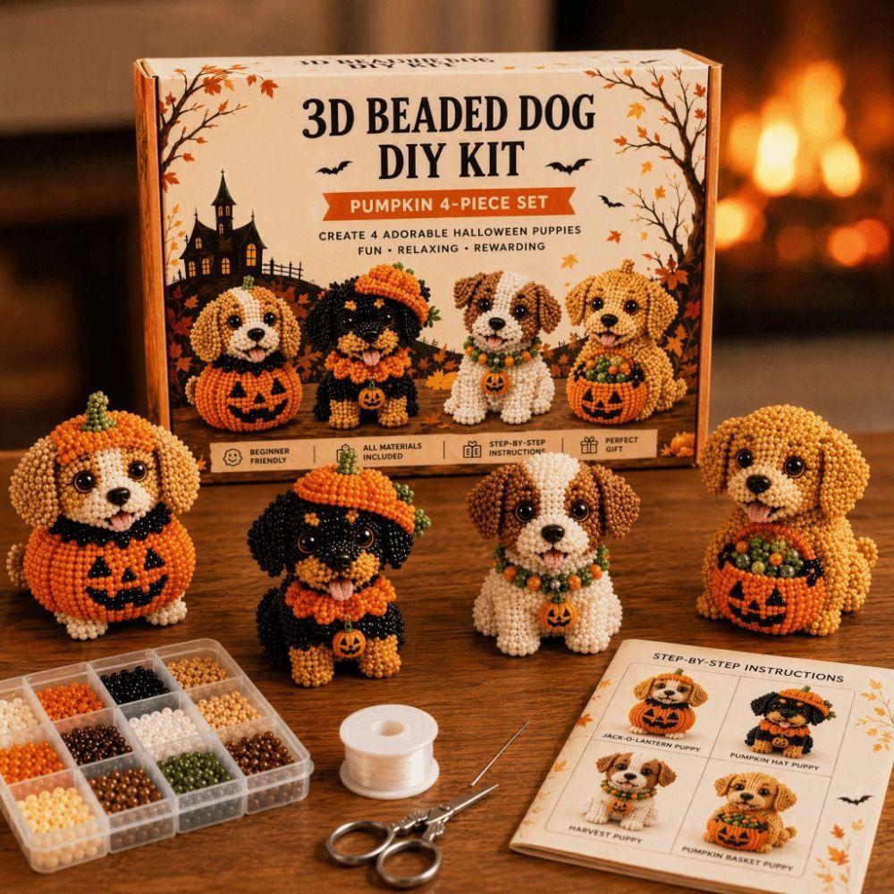 Süßes Design Halloween Perlenhund-Set Tierform Handgemachtes Perlenkunst-Set Heimdeko